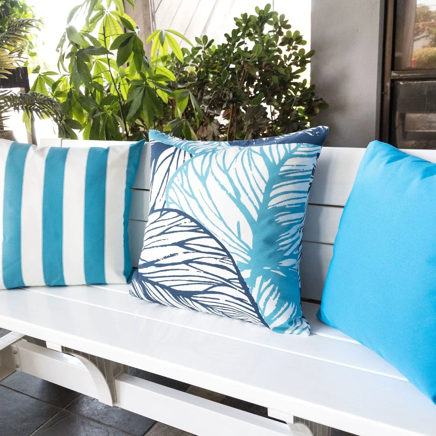 Leaf Vein Outdoor & Indoor Pillow Indigo by Unique Piece Furniture, accent pillow on Tampa Home & Garden Store