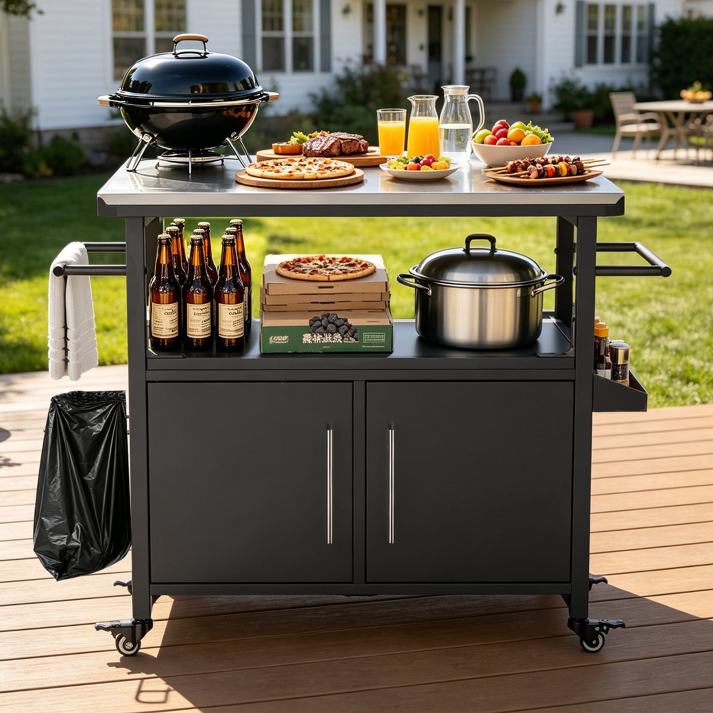 Durable Outdoor Grill Cart and Steel Table Top