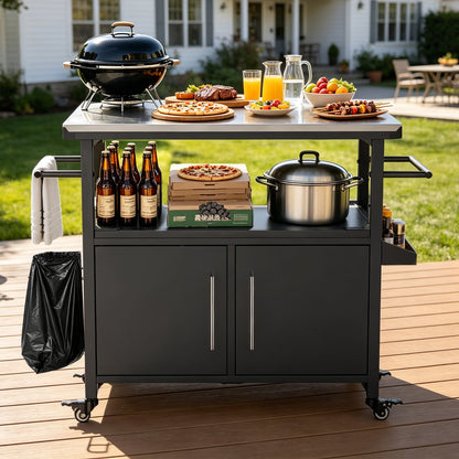 Durable Outdoor Grill Cart and Steel Table Top