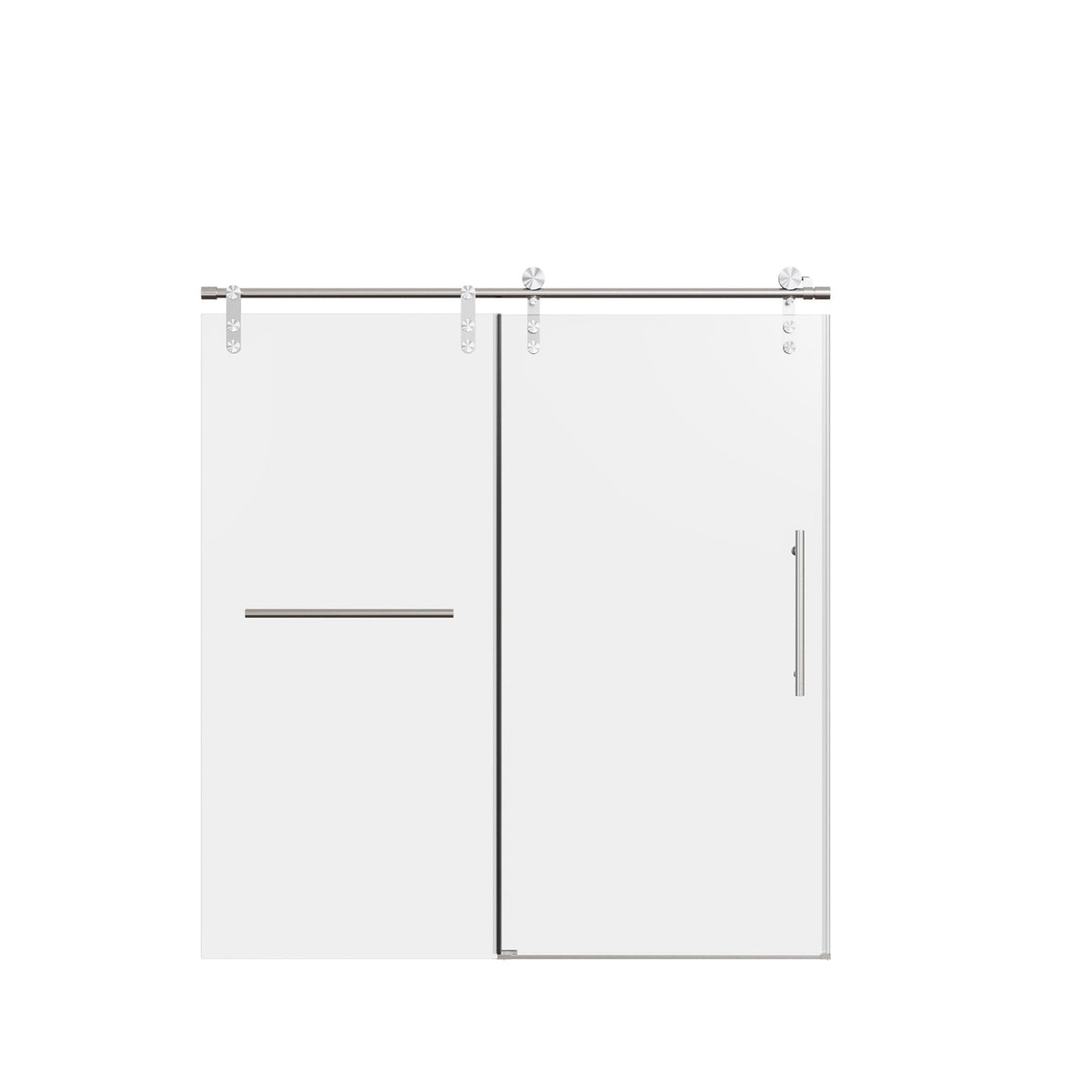 Frameless single sliding shower doors with towel rail and handle, two glass panels HouseOfZazla on Tampa Home & Garden Store