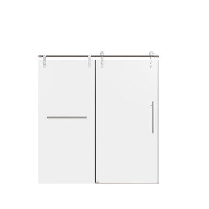 Frameless single sliding shower doors with towel rail and handle, two glass panels HouseOfZazla on Tampa Home & Garden Store