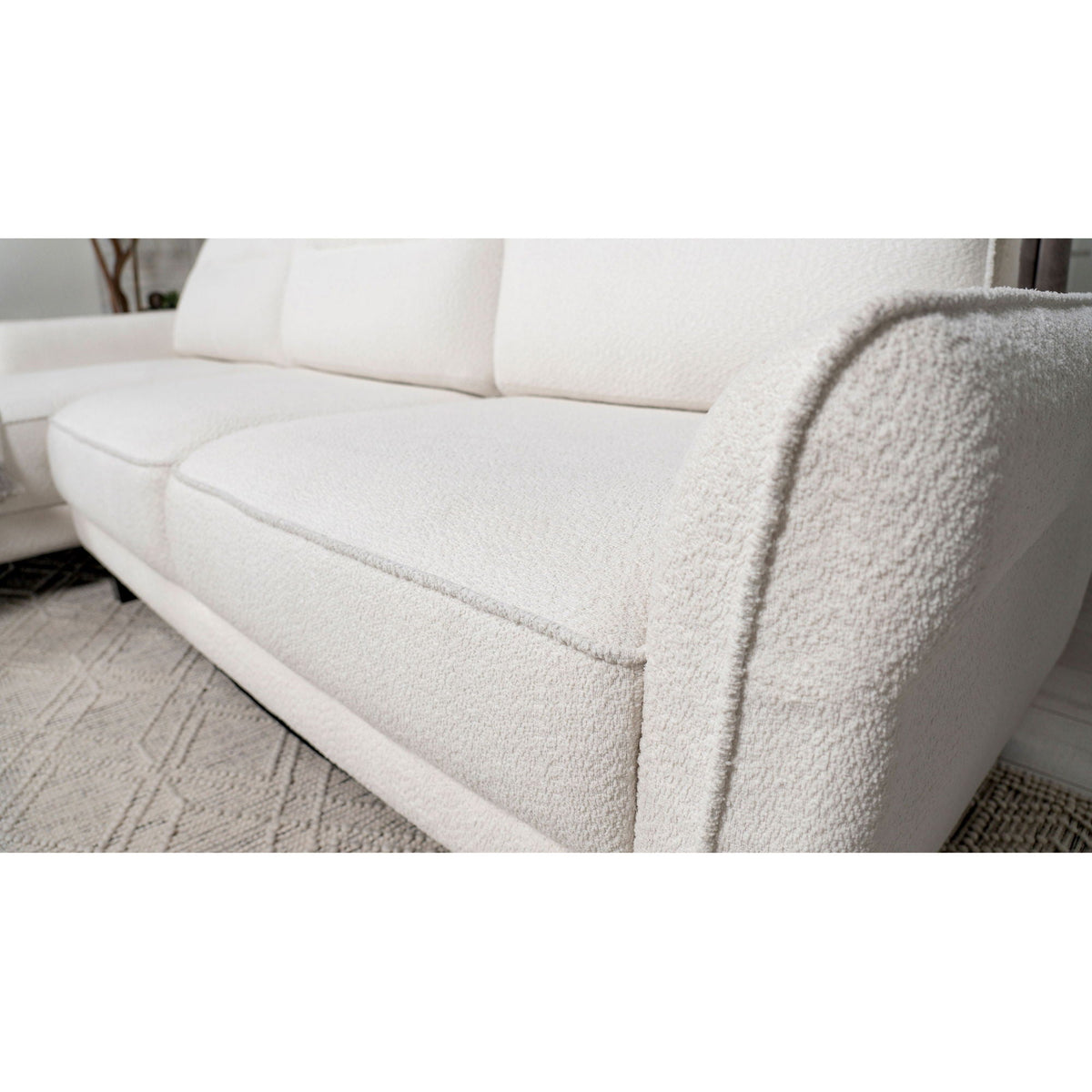 Granholm Upholstered Curved Arm Sectional Sofa white fabric by HouseOfZazla on Tampa Home & Garden Store