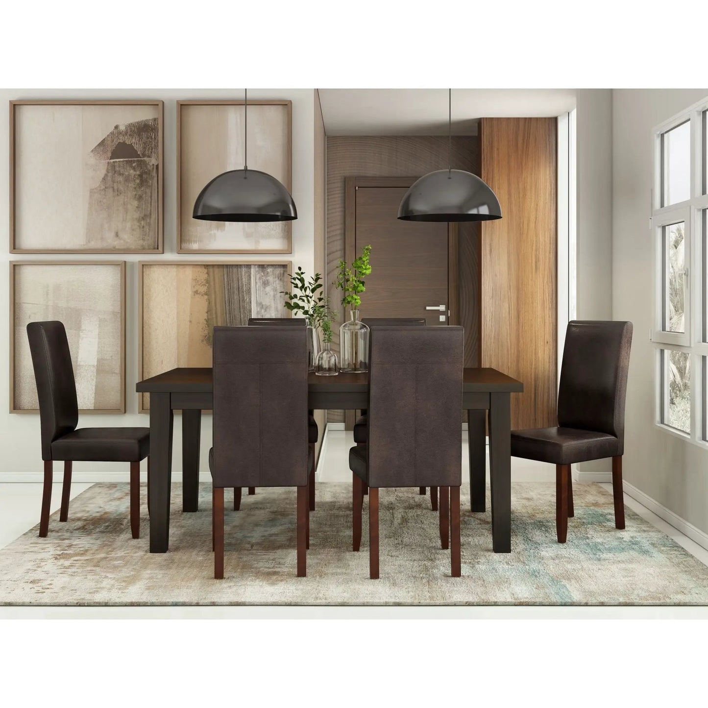 Acadian upholstered Parson dining chairs (2) in dark brown fabric by Unique Piece Furniture on Tampa Home & Garden Store