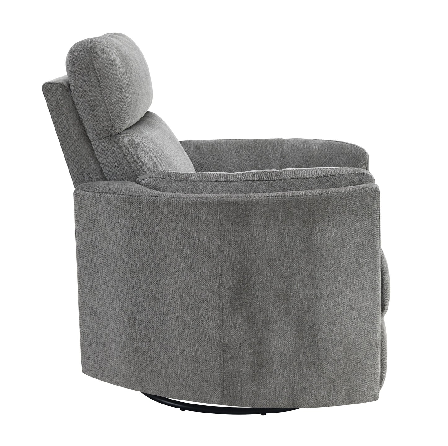 Sagen Charcoal Chenille Glider Recliner with Swivel in gray fabric by HouseOfZazla on Tampa Home & Garden Store