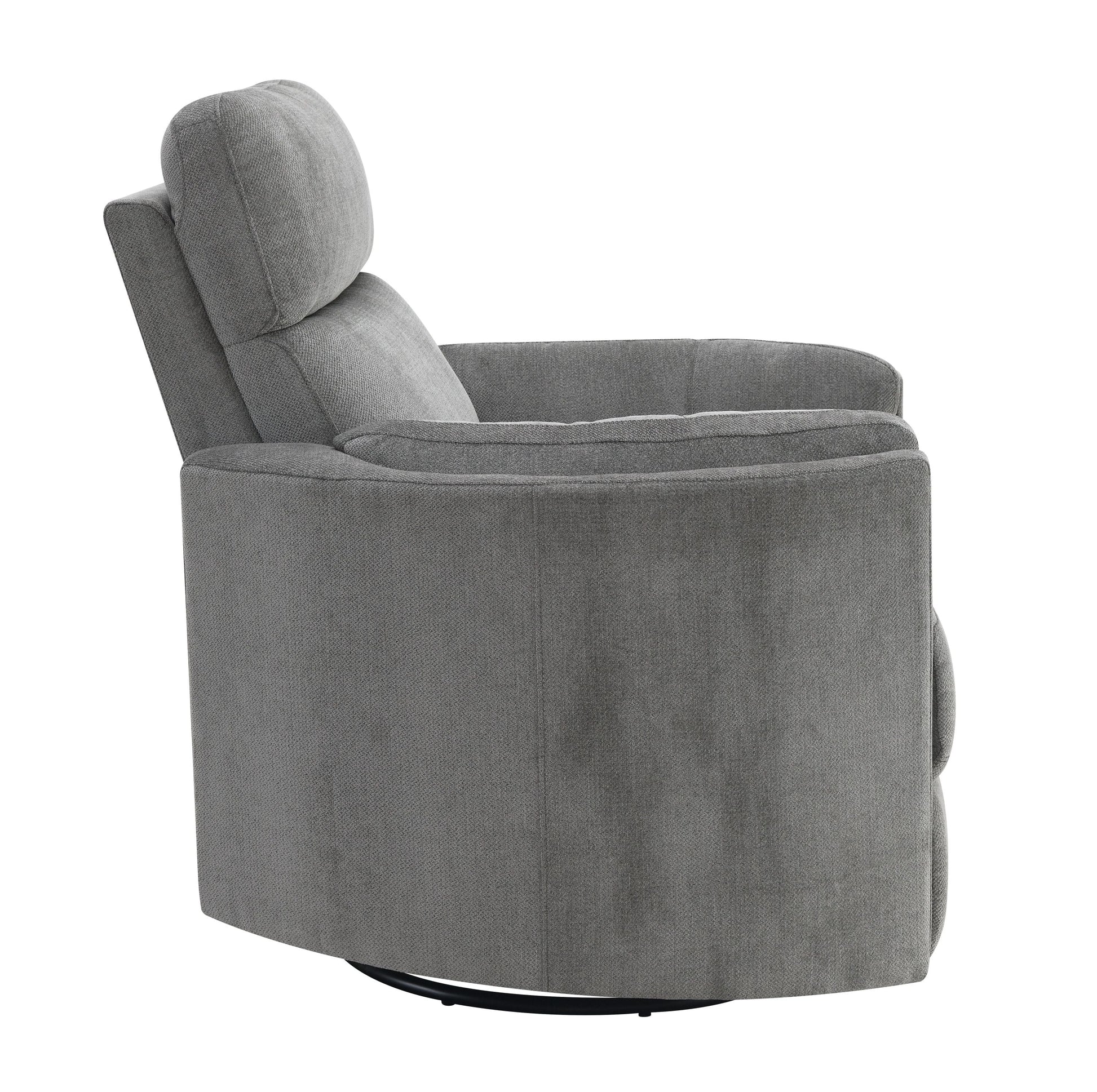 Sagen Charcoal Chenille Glider Recliner with Swivel in gray fabric by HouseOfZazla on Tampa Home & Garden Store