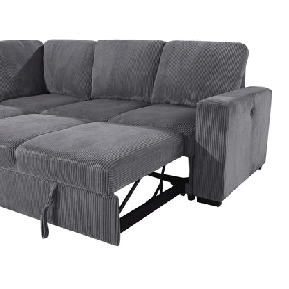 Melody sleeper sectional sofa in gray ribbed corduroy fabric by Unique Piece Furniture on Tampa Home & Garden Store