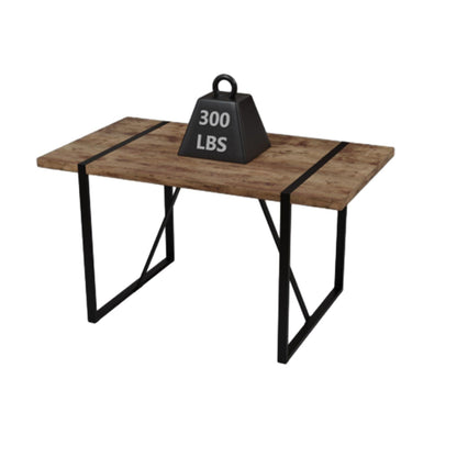 Rectangular wood dining table with black metal frame, light brown top HouseOfZazla on Tampa Home & Garden Store