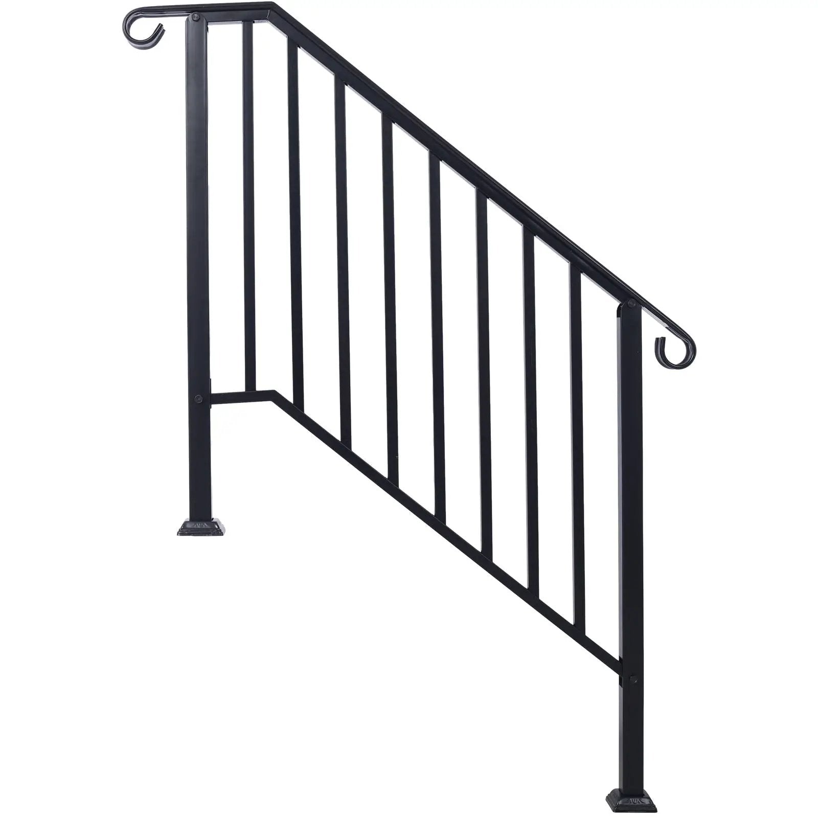 Outdoor stair handrail, black iron, curved hooks, fits 2-3 steps, Unique Piece Furniture on Tampa Home & Garden Store