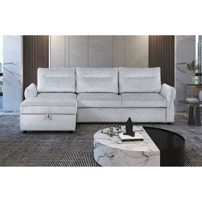 Montana gray sofabed with storage, stationary sectional in plush fabric on Tampa Home & Garden Store