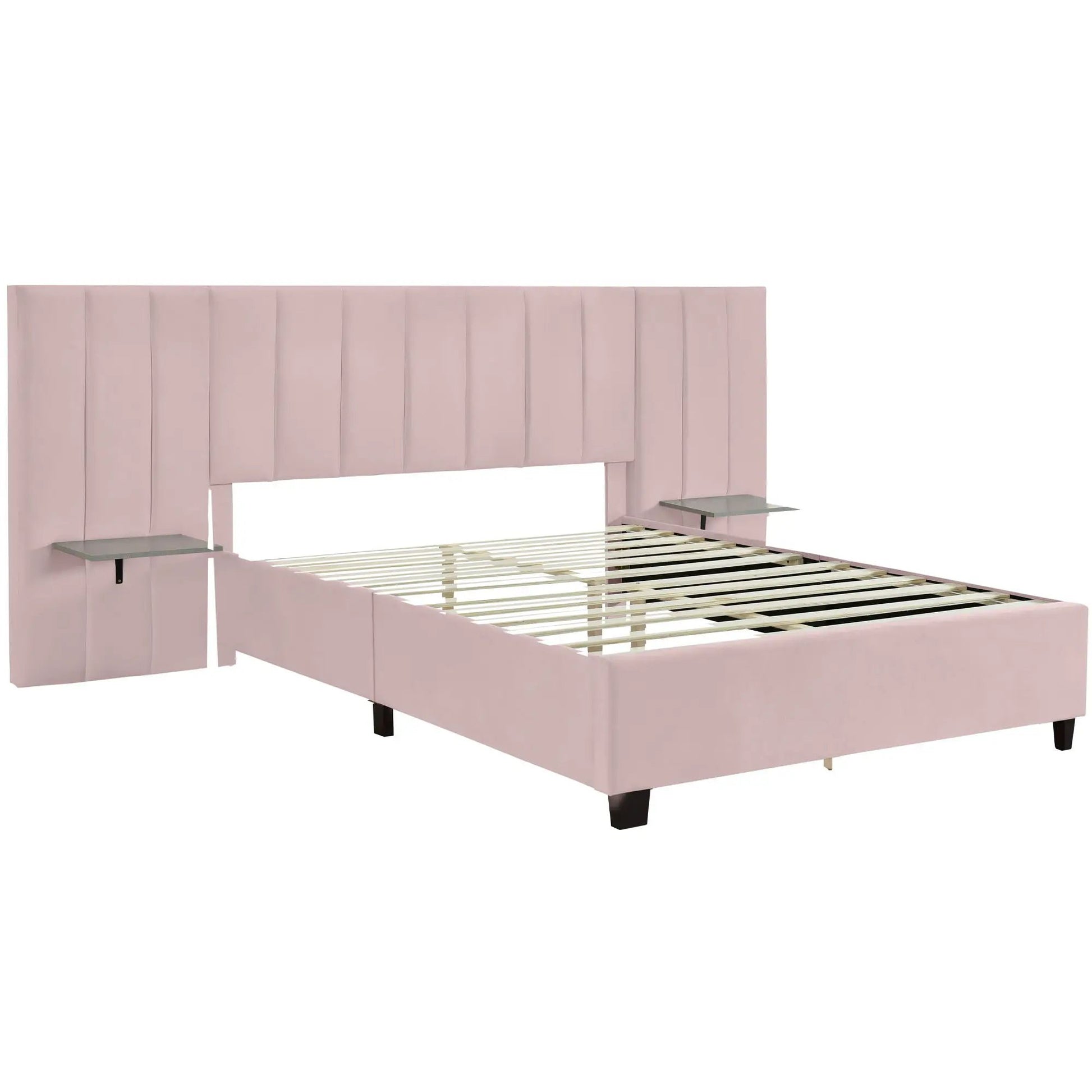 Upholstered platform bed with big pink headboard by Unique Piece Furniture on Tampa Home & Garden Store