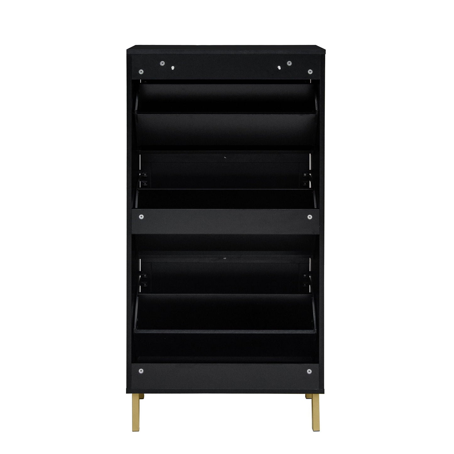 Shoe Cabinet Modern Rattan 3‑Door shoe rack in black with gold legs by HouseOfZazla on Tampa Home & Garden Store