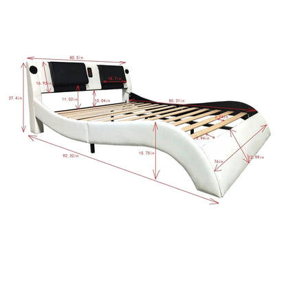 Platform Bed Frame With LED Lighting and Massage