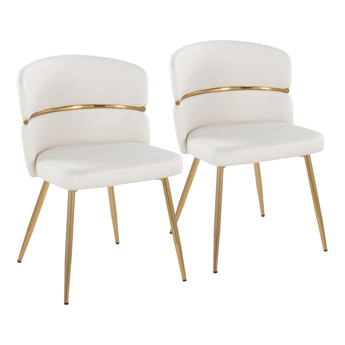 Art Deco dining chair set of 2 in ivory upholstery with gold metal accents by HouseOfZazla on Tampa Home & Garden Store