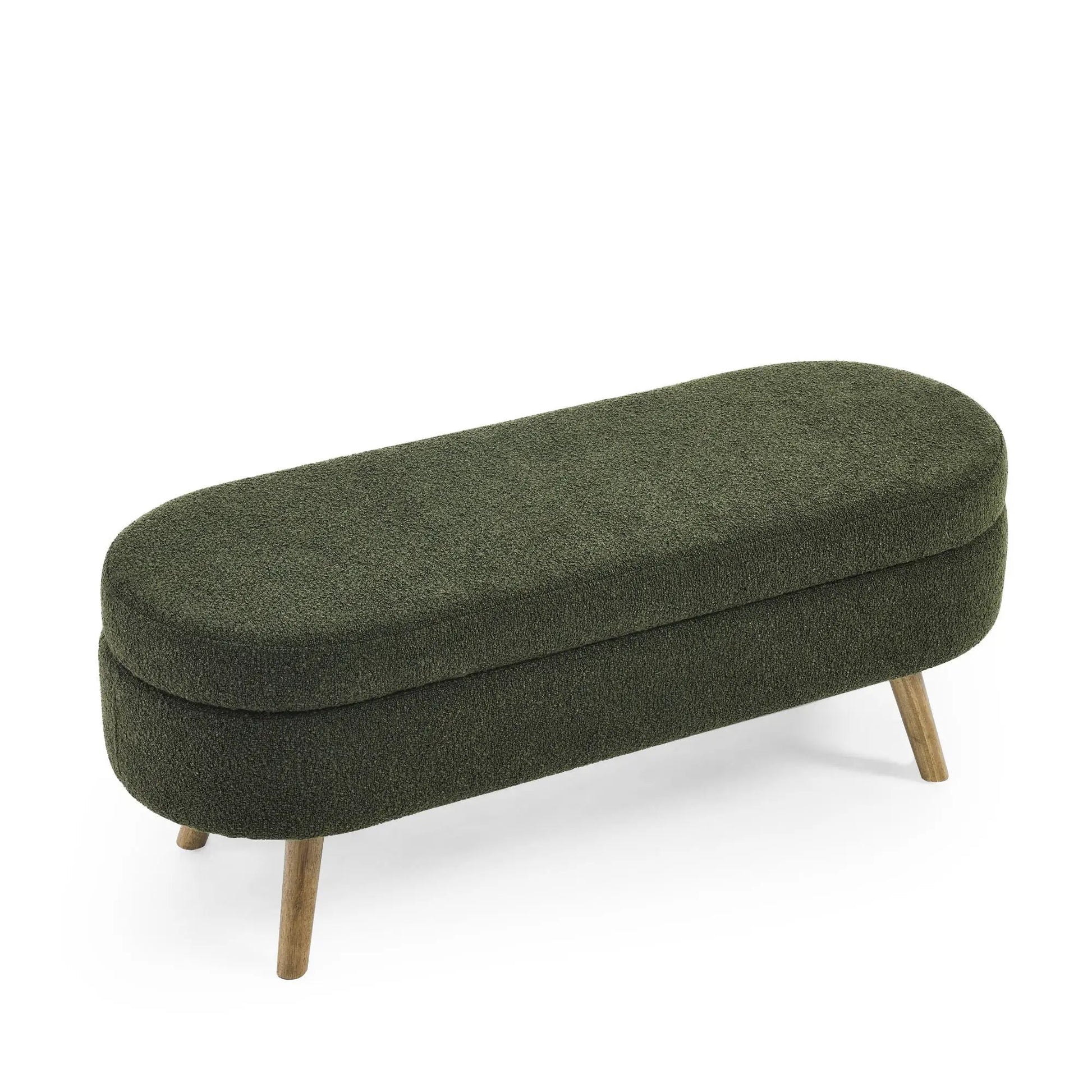 Ottoman Oval Storage Bench With Rubber Wood Legs in olive green fabric by Unique Piece Furniture on Tampa Home & Garden Store
