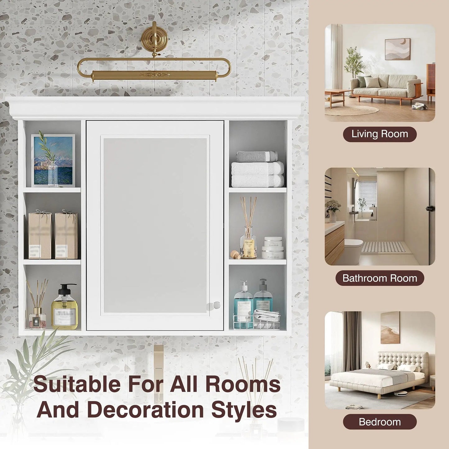 Wall Mounted Bathroom Storage Cabinet With Mirror