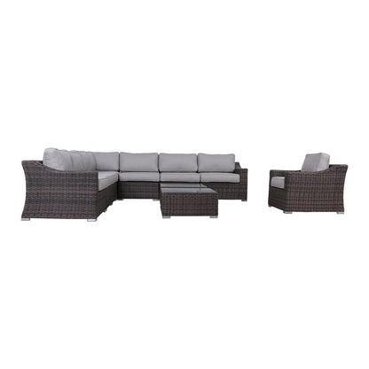 Outdoor Wicker Set With Glass Table And Cushions