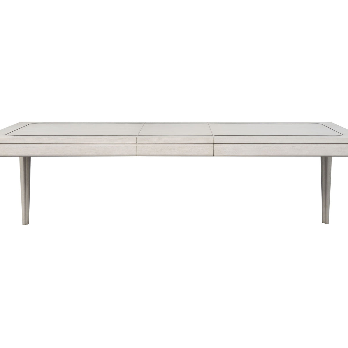 Expandable dining table with metal inlay in vanilla white finish by HouseOfZazla on Tampa Home & Garden Store
