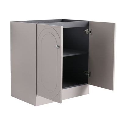 HouseOfZazla freestanding bathroom vanity with soft close, beige 2-door cabinet with paneling on Tampa Home & Garden Store