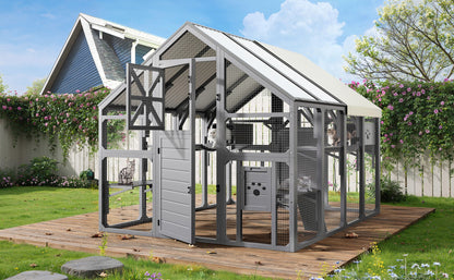 Extra Large Outdoor Cat Catio with Wood and Wire