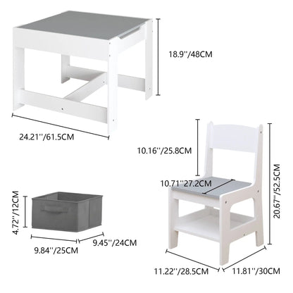 Kids Table and Chair Set 3 in 1 with Storage