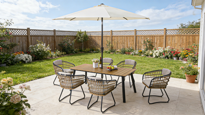 7 Piece Outdoor Wicker Dining Set and Table