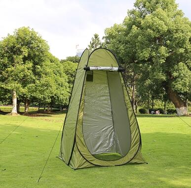 Portable privacy shower tent in olive green for camping with opened doorway My Store on Tampa Home & Garden Store