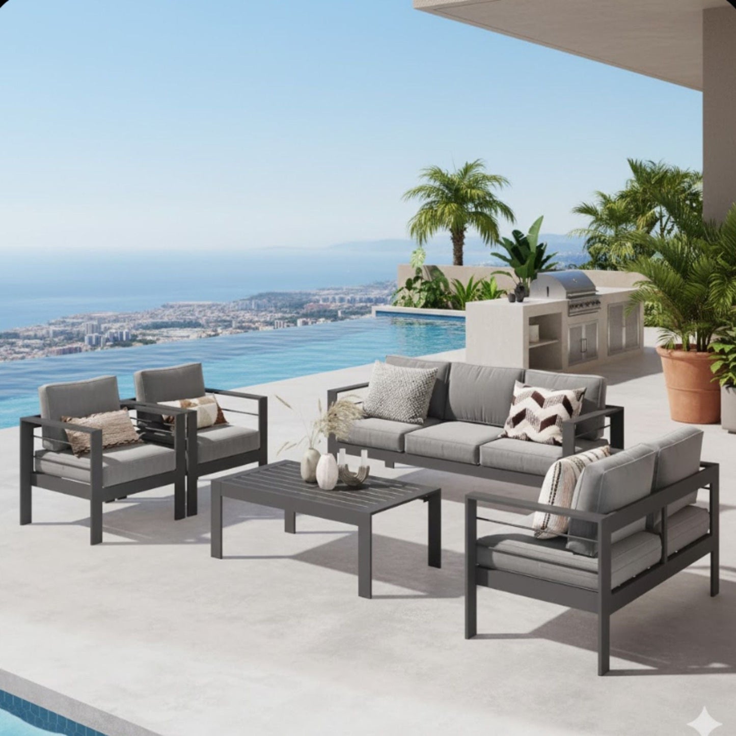 All Weather Iron Patio Set and Thick Cushions