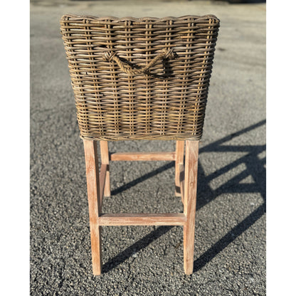 Key Largo Rattan Bar Stool with woven seat, brown finish by The Broward Design Center on Tampa Home & Garden Store