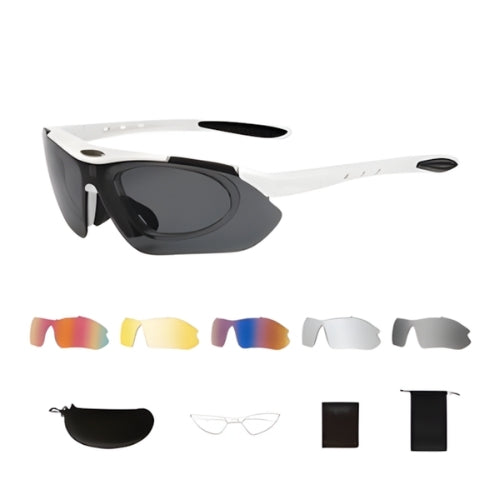 BikerZoneZ cycling sunglasses white frame black lenses with interchangeable lenses on Tampa Home & Garden Store