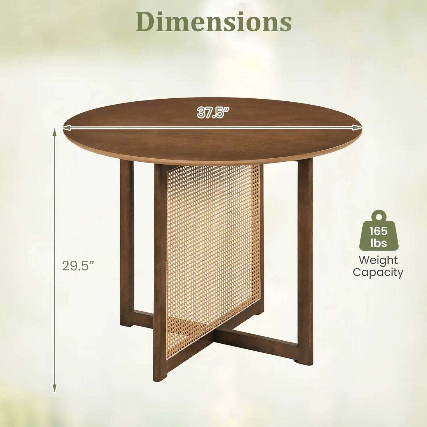37.5 Inch Round Dining Table Cross Pedestal