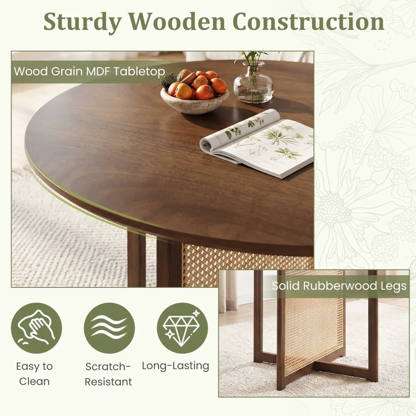 37.5 Inch Round Dining Table Cross Pedestal