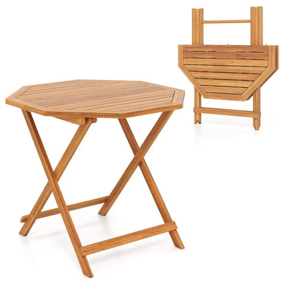 Octagonal Folding Patio Table in Acacia Wood