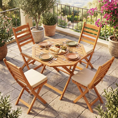 Octagonal Folding Patio Table in Acacia Wood