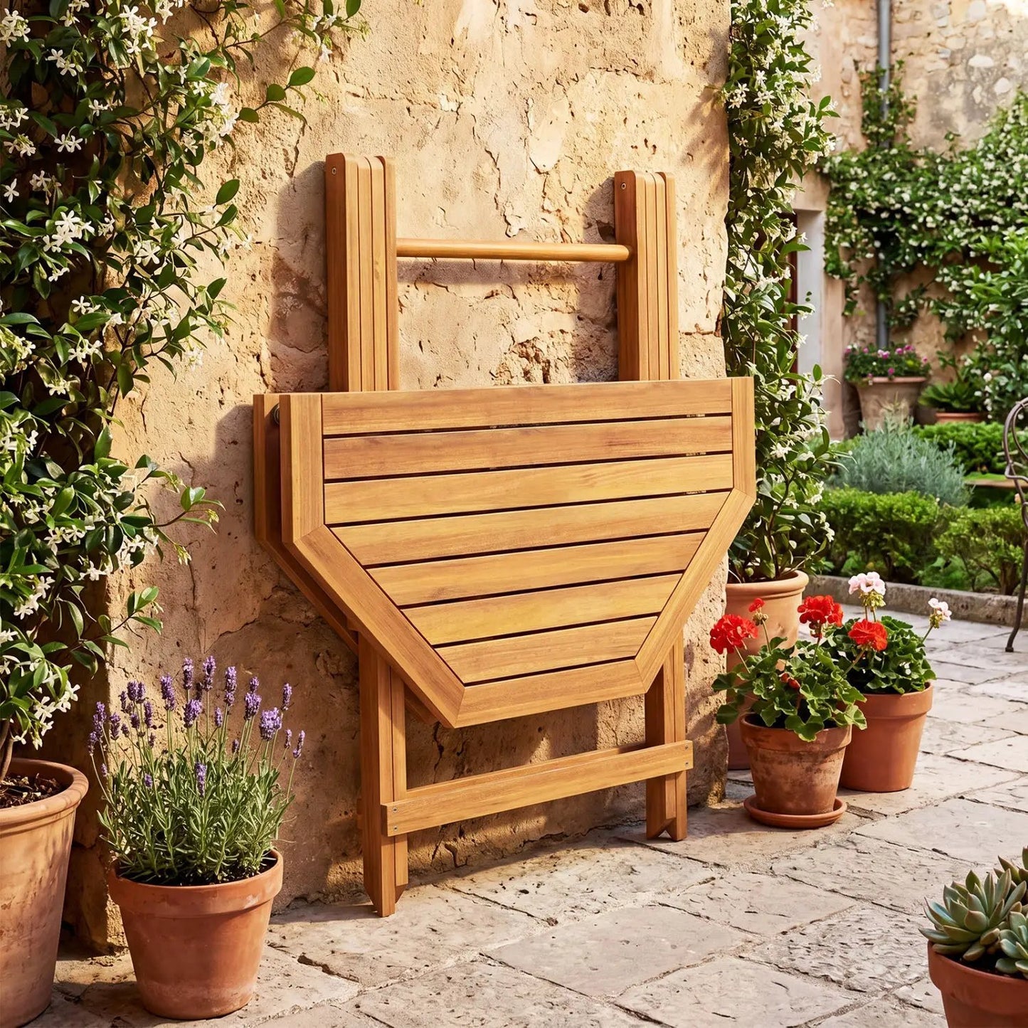 Octagonal Folding Patio Table in Acacia Wood