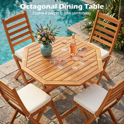 Octagonal Folding Patio Table in Acacia Wood