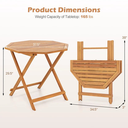 Octagonal Folding Patio Table in Acacia Wood
