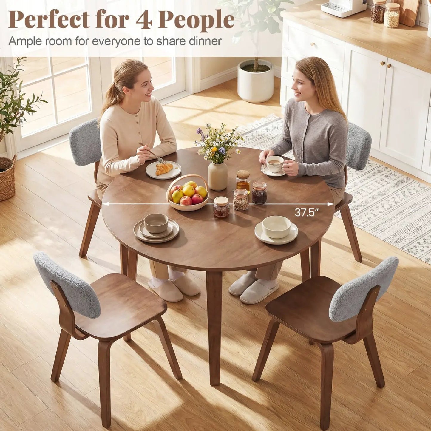 37.5 Round Dining Table With Rubber Wood Legs