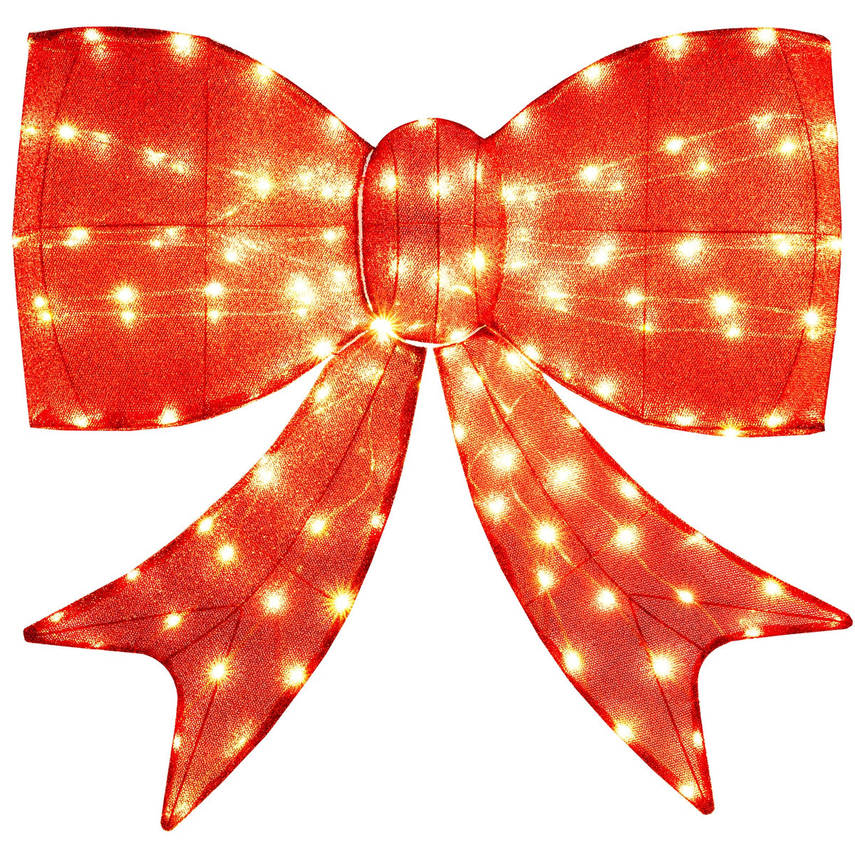 37 Inch lighted Christmas bow with warm white LEDs, red ribbon, DirectDeals holiday ornament on Tampa Home & Garden Store