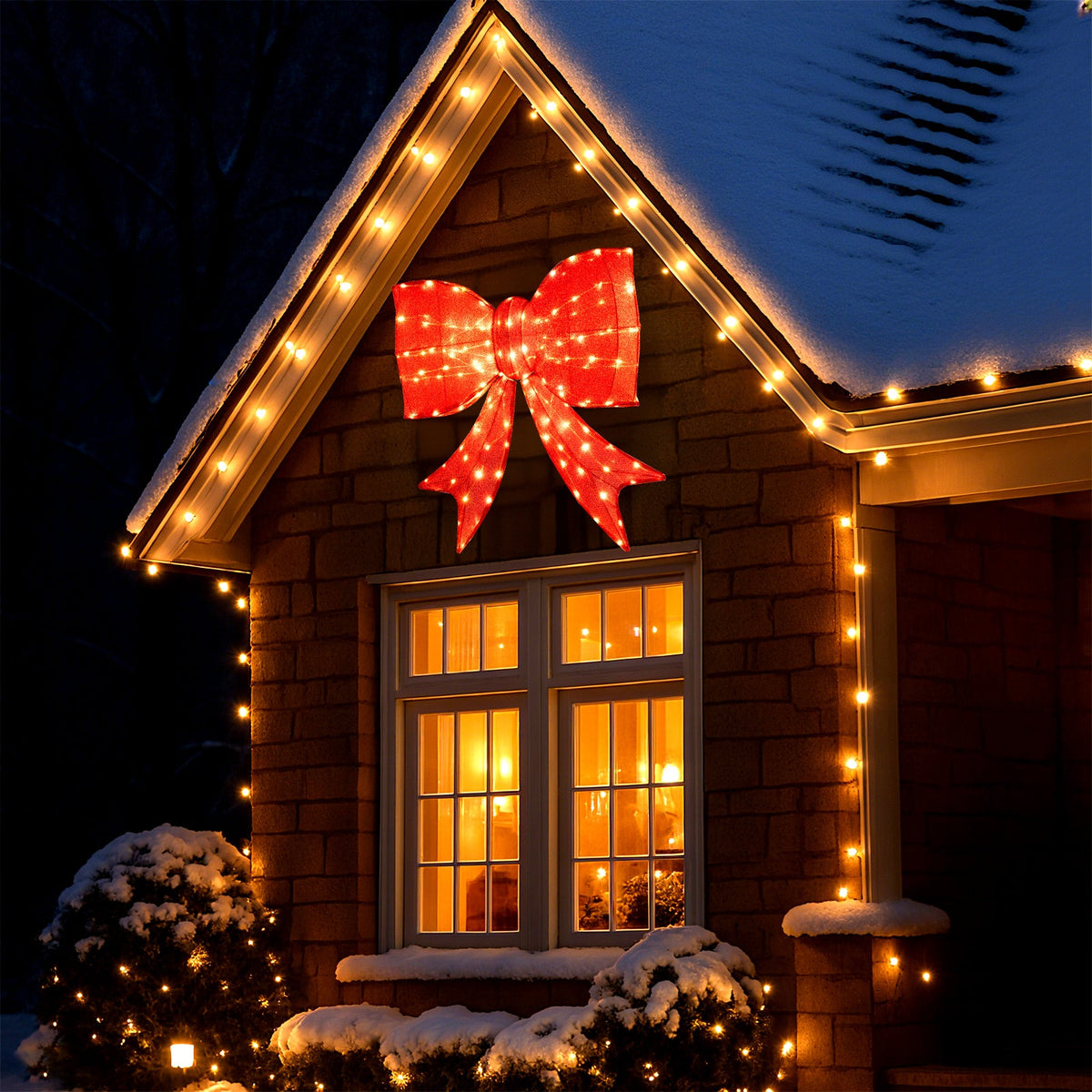 37 Inch Lighted Christmas Bow Decoration with warm white LED lights by DirectDeals on Tampa Home & Garden Store