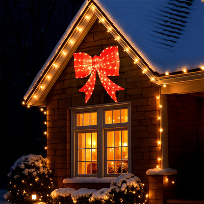 37 Inch Lighted Christmas Bow Decoration with warm white LED lights by DirectDeals on Tampa Home & Garden Store