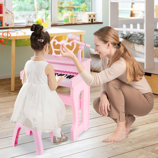 37 Keys Music Piano with Microphone Kids Piano Keyboard with Detachable Music Stand - Tampa Home & Garden Store