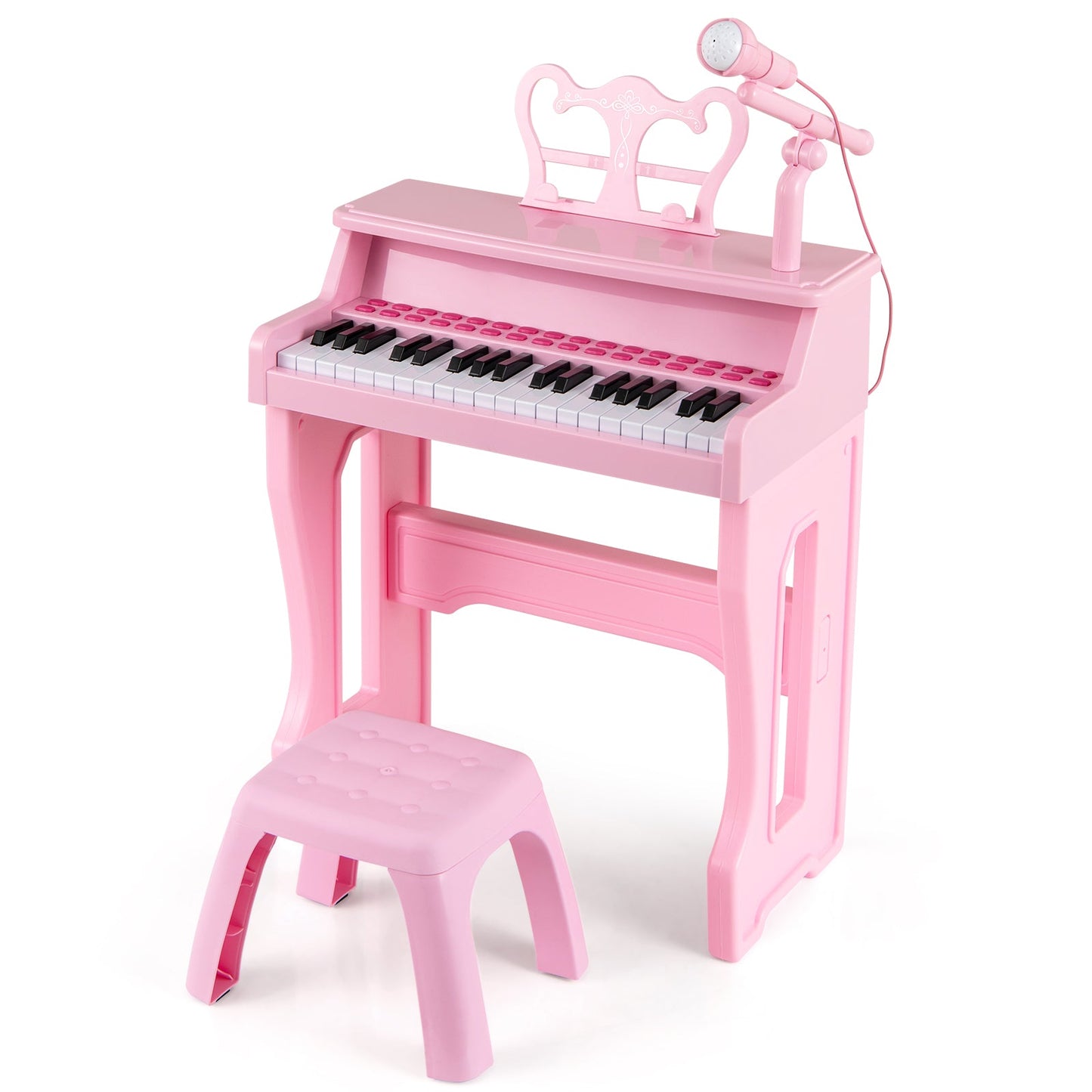 37 Keys Music Piano with Microphone Kids Piano Keyboard with Detachable Music Stand