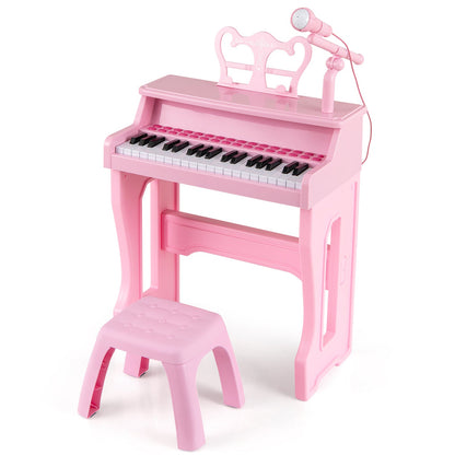 37 Keys Music Piano with Microphone Kids Piano Keyboard with Detachable Music Stand