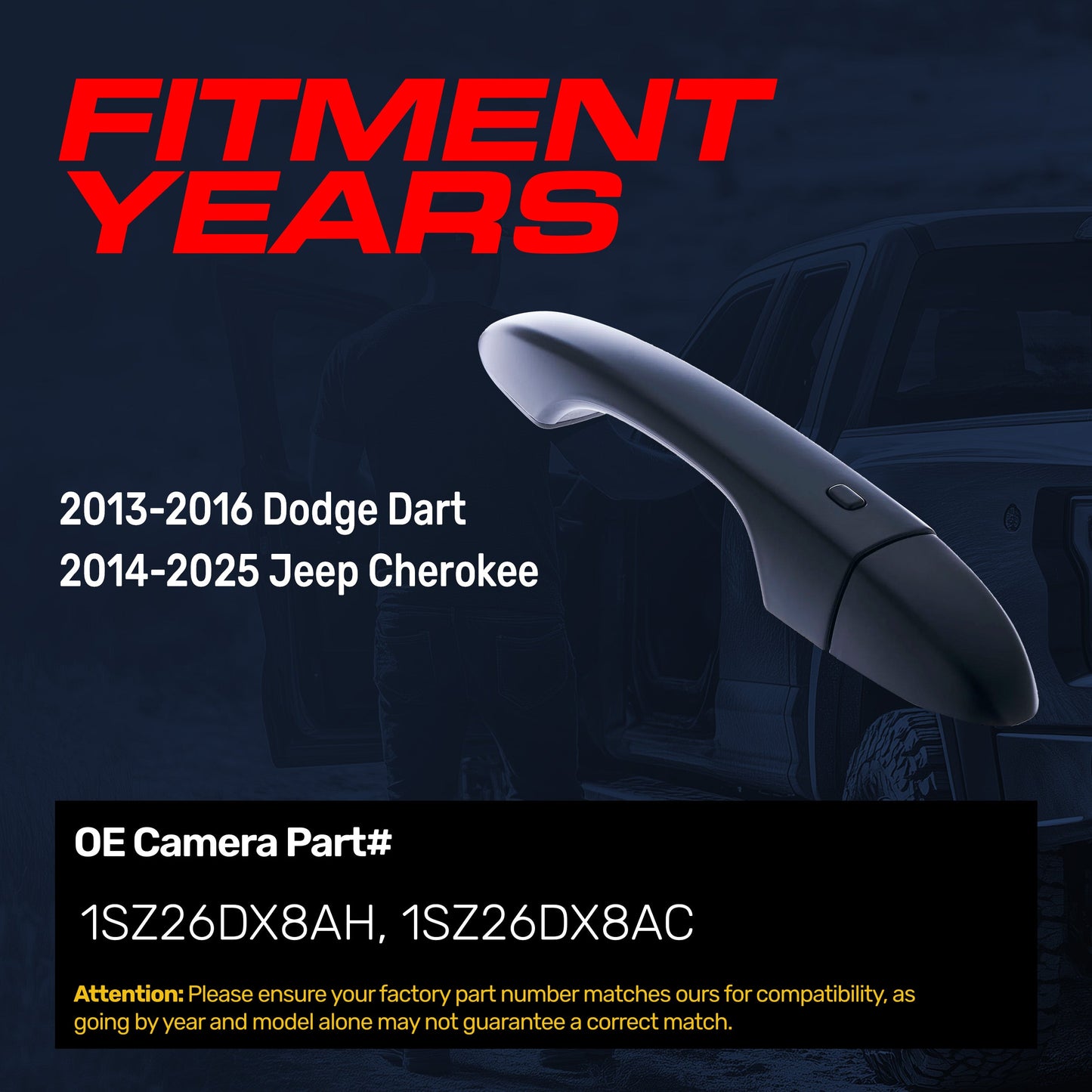 Exterior door handle black for Dodge Dart 2013-2016 & Jeep Cherokee 2014-2025 Master Tailgaters on Tampa Home & Garden Store