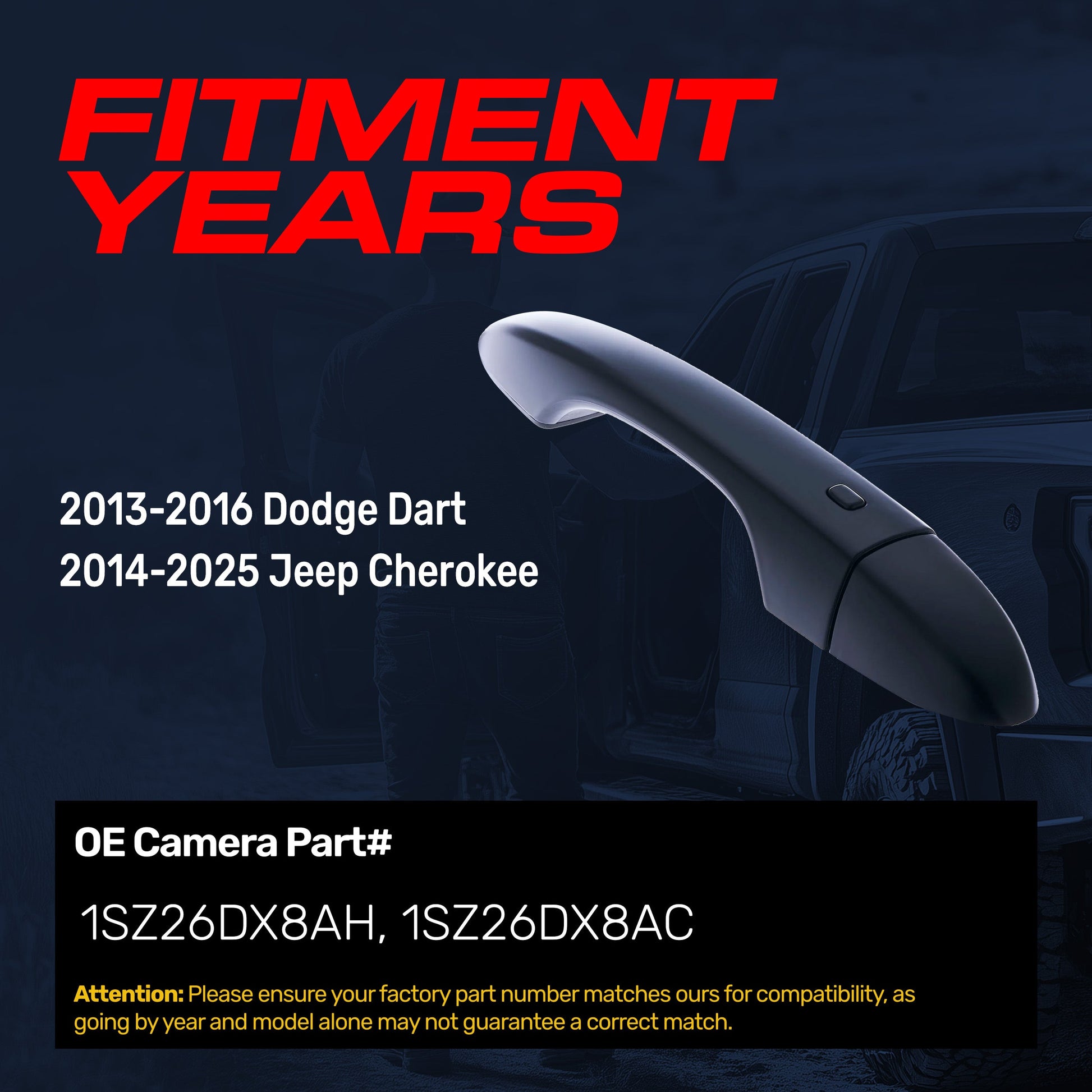 Exterior door handle black for Dodge Dart 2013-2016 & Jeep Cherokee 2014-2025 Master Tailgaters on Tampa Home & Garden Store