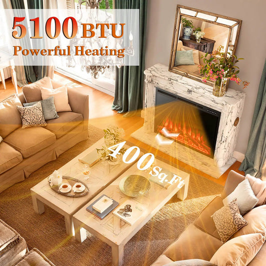 Electric Fireplace recessed 34/37 with adjustable flames by DirectDeals in marble fireplace on Tampa Home & Garden Store