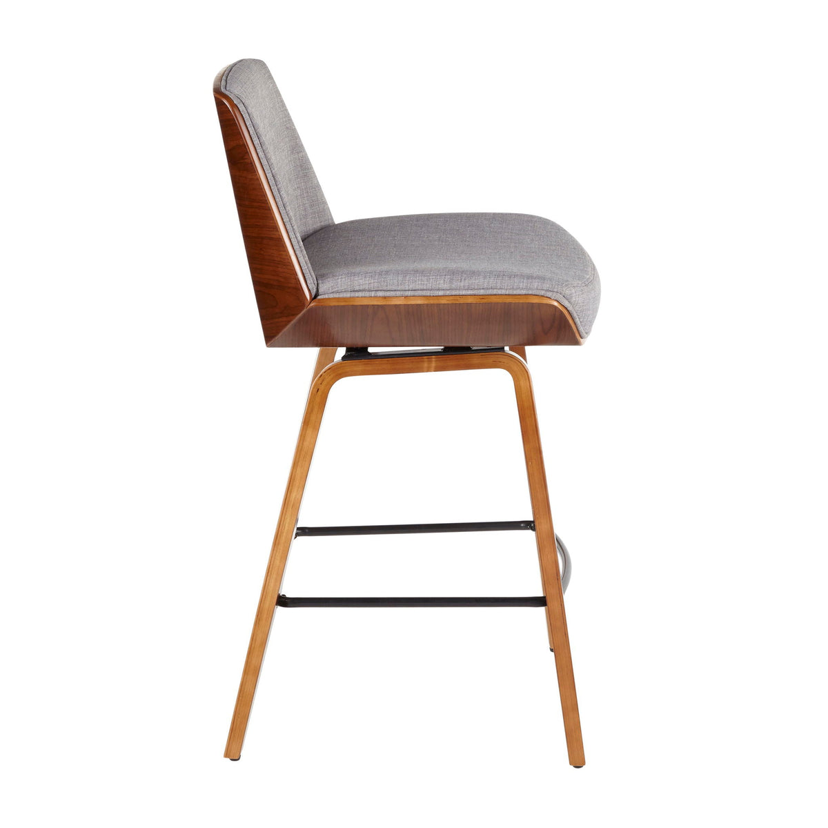 Mid Century Modern Counter Stool by HouseOfZazla with padded gray upholstery on Tampa Home & Garden Store