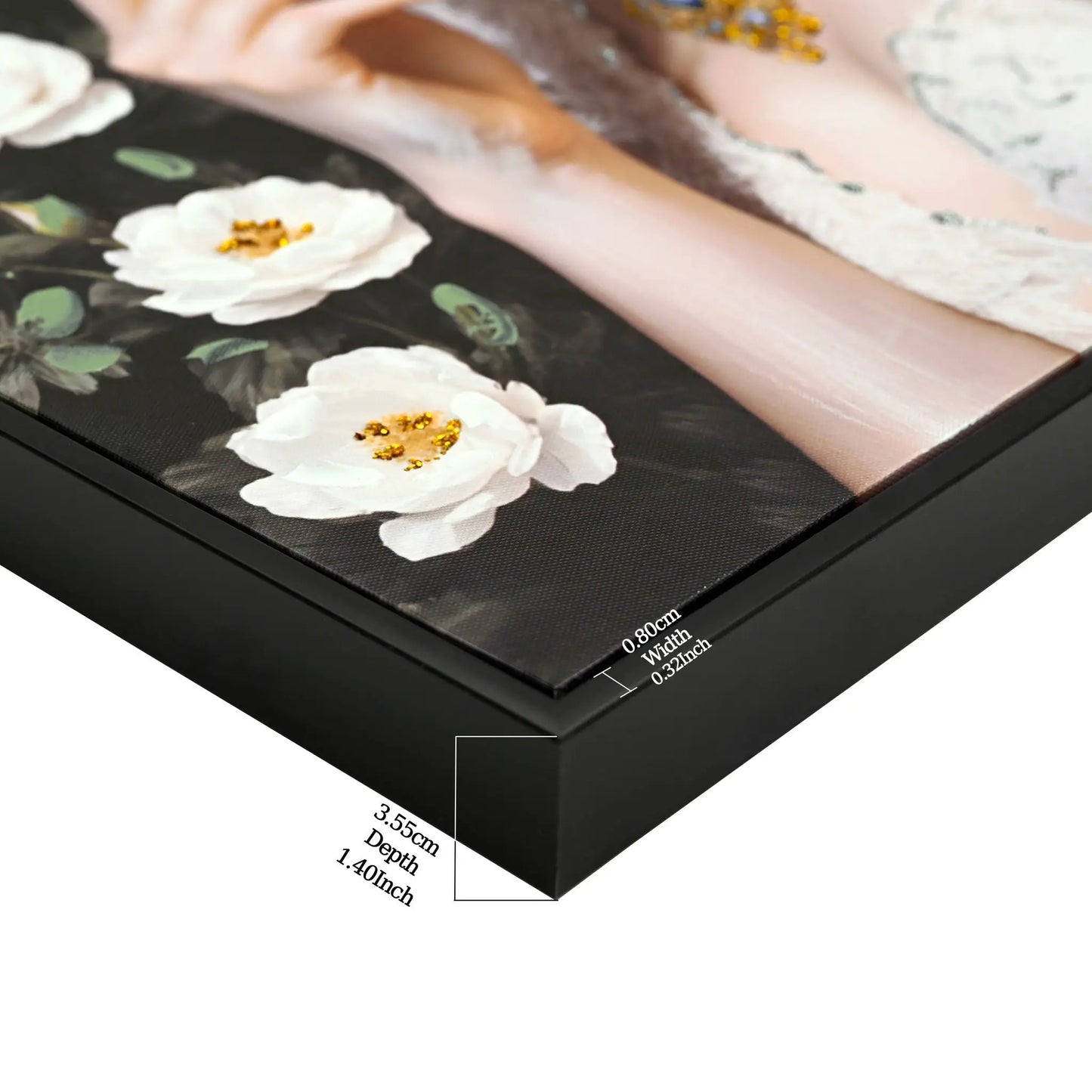 Canvas art floral white flowers on dark background in ivory and gold by Unique Piece Furniture on Tampa Home & Garden Store