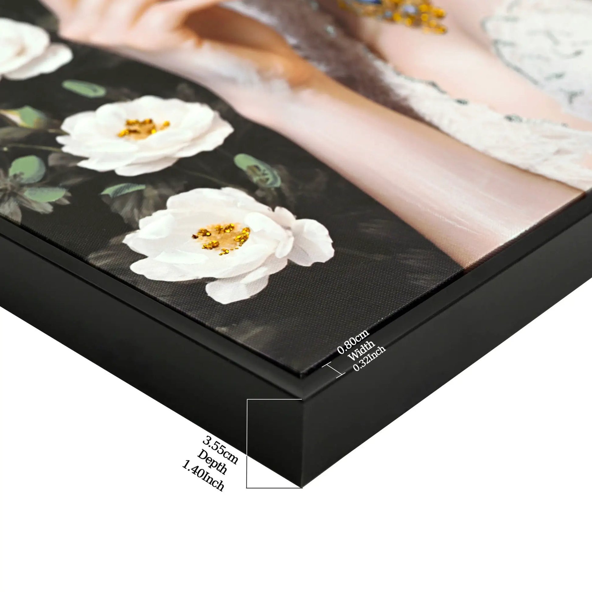 Canvas art floral white flowers on dark background in ivory and gold by Unique Piece Furniture on Tampa Home & Garden Store