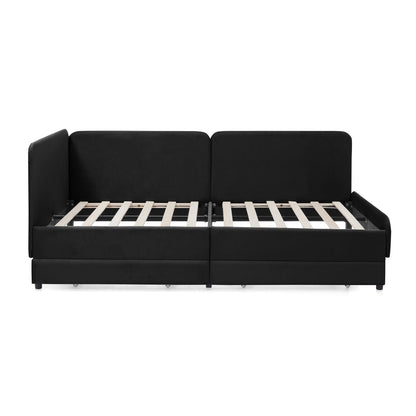 Upholstered Platform Sofa Bed with Drawers